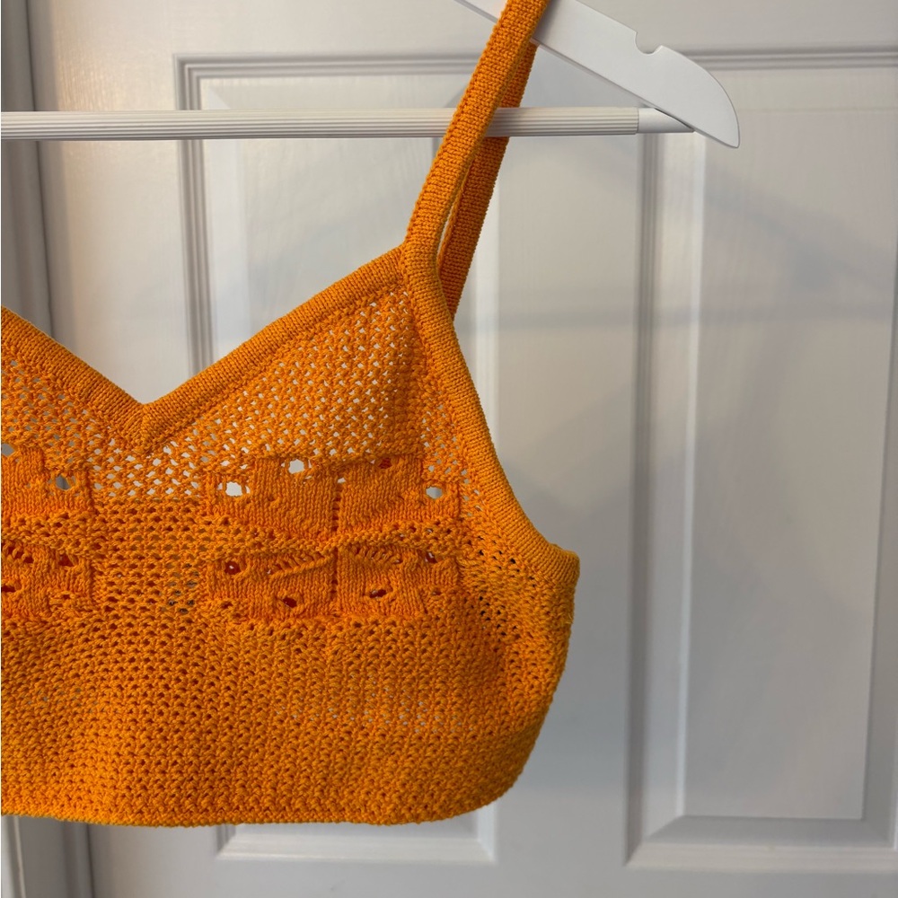 H&M Orange Crochet Bralette Top Size Small - Picture 4 of 11